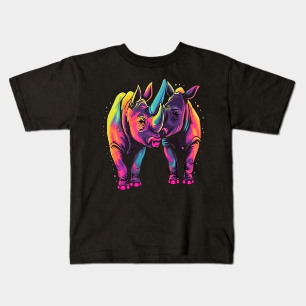 Rhinoceros Valentine Day Kids T-Shirt by JH Mart